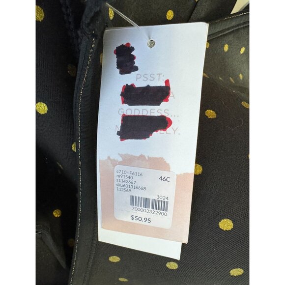 Cacique Lane Bryant Cotton Scoop Neck Lightly Lined No-Wire Bra Polka Dot 46C - Picture 9 of 11